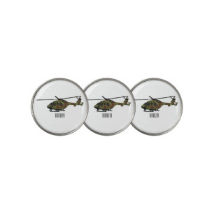Army helicopter cartoon illustration golf ball marker
