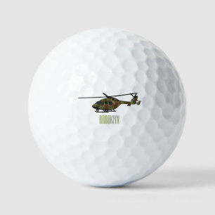 Army helicopter cartoon illustration golf balls