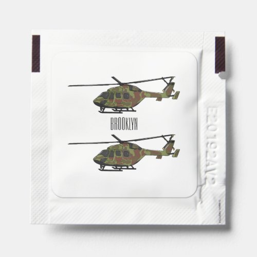 Army helicopter cartoon illustration hand sanitizer packet