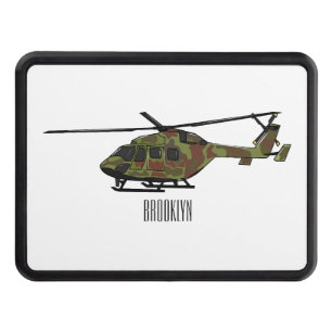 Army helicopter cartoon illustration  hitch cover