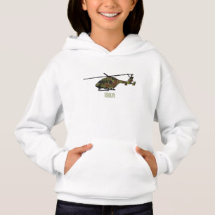 Army helicopter cartoon illustration hoodie