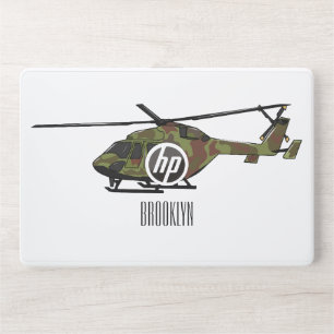 Army helicopter cartoon illustration HP laptop skin