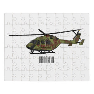 Army helicopter cartoon illustration jigsaw puzzle