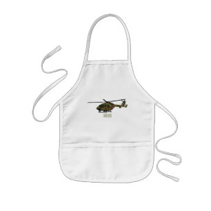 Army helicopter cartoon illustration kids' apron