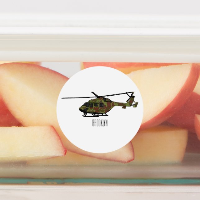 Army helicopter cartoon illustration  labels (Affixed)