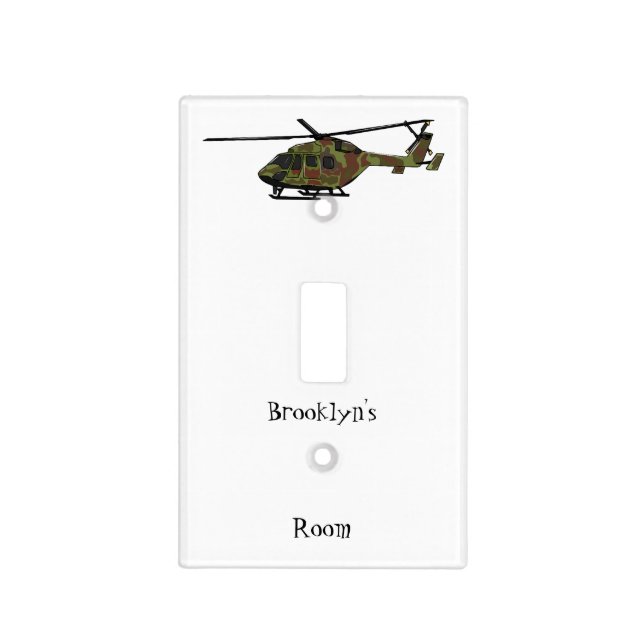 Army helicopter cartoon illustration  light switch cover (Front)