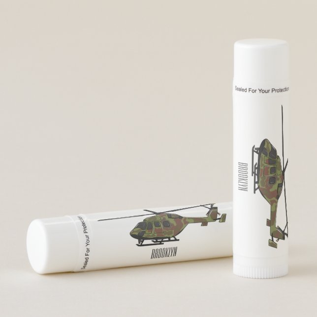 Army helicopter cartoon illustration  lip balm (Front)