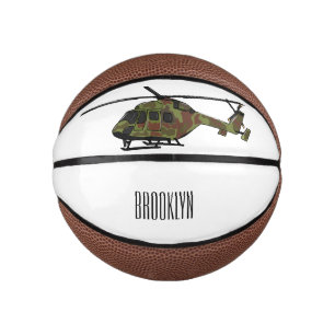 Army helicopter cartoon illustration mini basketball
