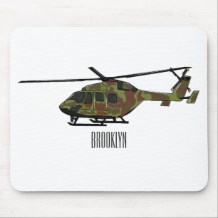 Army helicopter cartoon illustration mouse pad