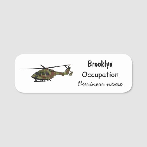 Army helicopter cartoon illustration  name tag