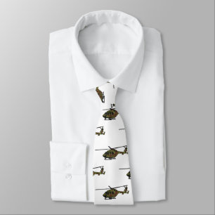 Army helicopter cartoon illustration neck tie