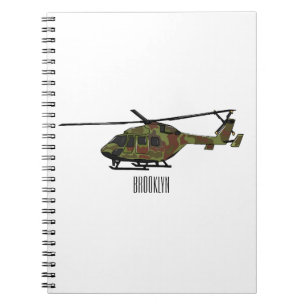 Army helicopter cartoon illustration notebook