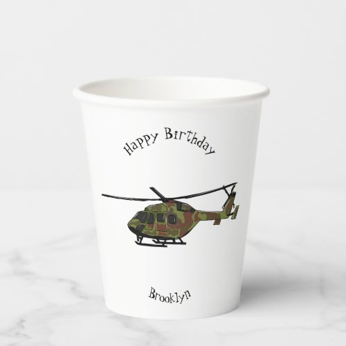 Army helicopter cartoon illustration  paper cups