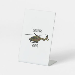 Army helicopter cartoon illustration pedestal sign