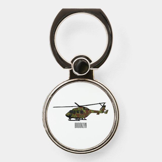 Army helicopter cartoon illustration  phone ring stand (Front)