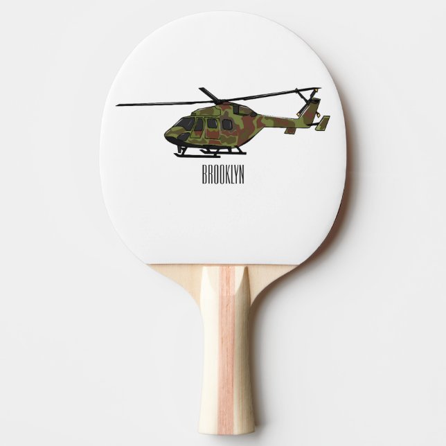 Army helicopter cartoon illustration  ping pong paddle (Front)
