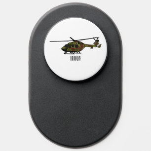 Army helicopter cartoon illustration  PopSocket