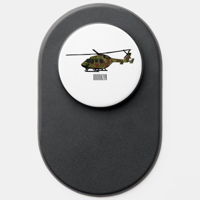 Army helicopter cartoon illustration  PopSocket (Popsocket)
