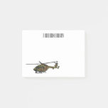 Army helicopter cartoon illustration  post-it notes
