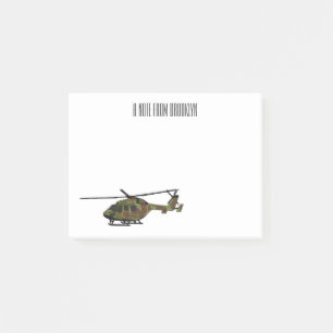 Army helicopter cartoon illustration  post-it notes