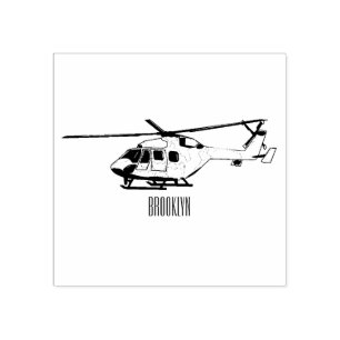 Army helicopter cartoon illustration rubber stamp