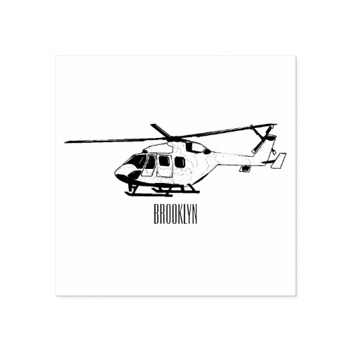 Army helicopter cartoon illustration  rubber stamp
