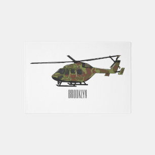 Army helicopter cartoon illustration rug