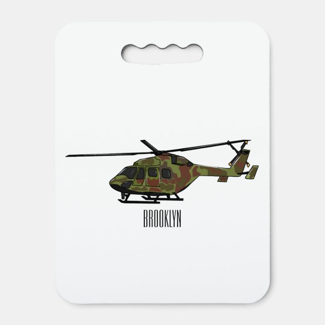 Army helicopter cartoon illustration  seat cushion (Front Vertical)