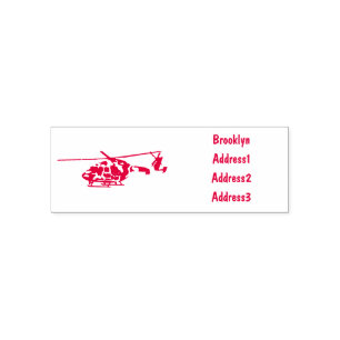 Army helicopter cartoon illustration  self-inking stamp