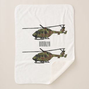 Army helicopter cartoon illustration sherpa blanket