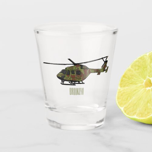 Army helicopter cartoon illustration  shot glass