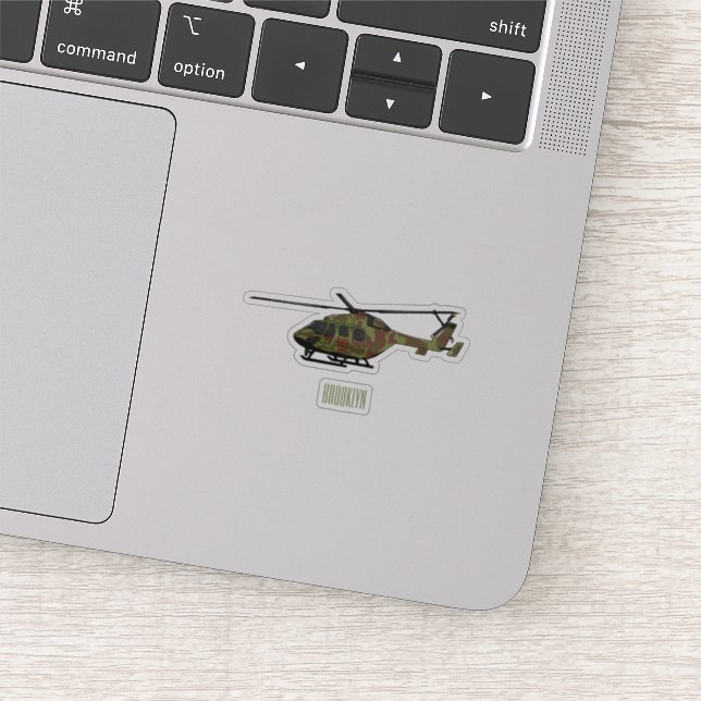Army helicopter cartoon illustration  sticker (Detail)