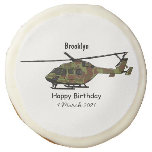 Army helicopter cartoon illustration  sugar cookie