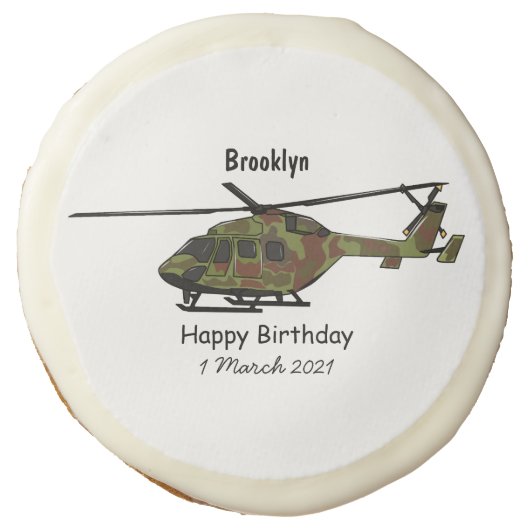 Army helicopter cartoon illustration  sugar cookie (Front)