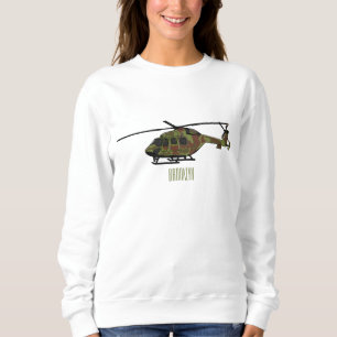 Army helicopter cartoon illustration  sweatshirt
