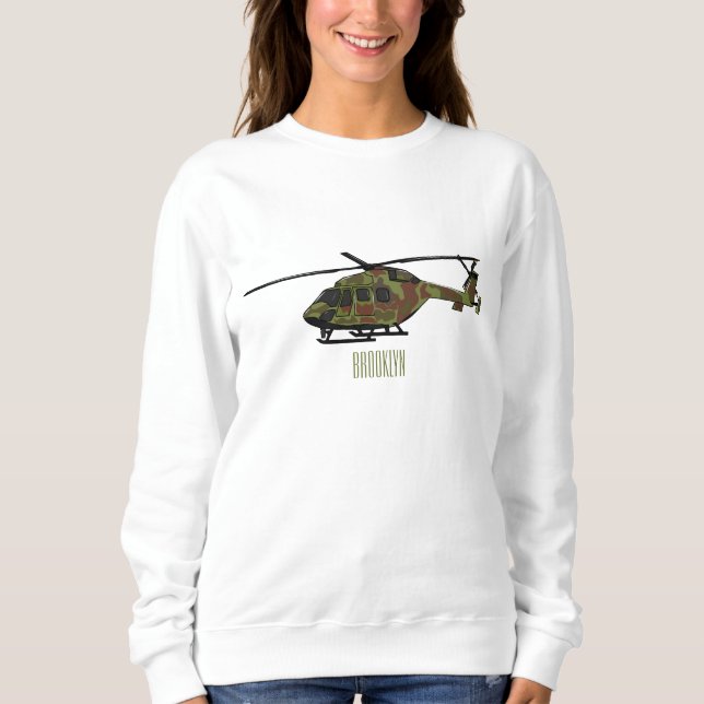 Army helicopter cartoon illustration  sweatshirt (Front)