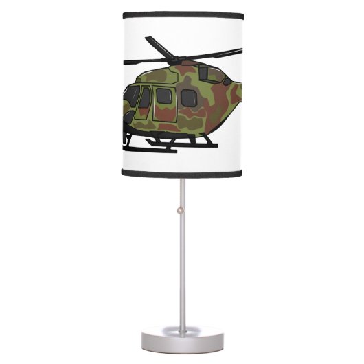 Army helicopter cartoon illustration table lamp (Front)