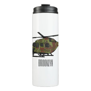 Army helicopter cartoon illustration  thermal tumbler