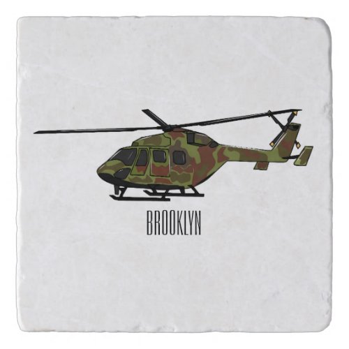 Army helicopter cartoon illustration  trivet