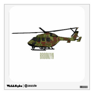 Army helicopter cartoon illustration  wall decal