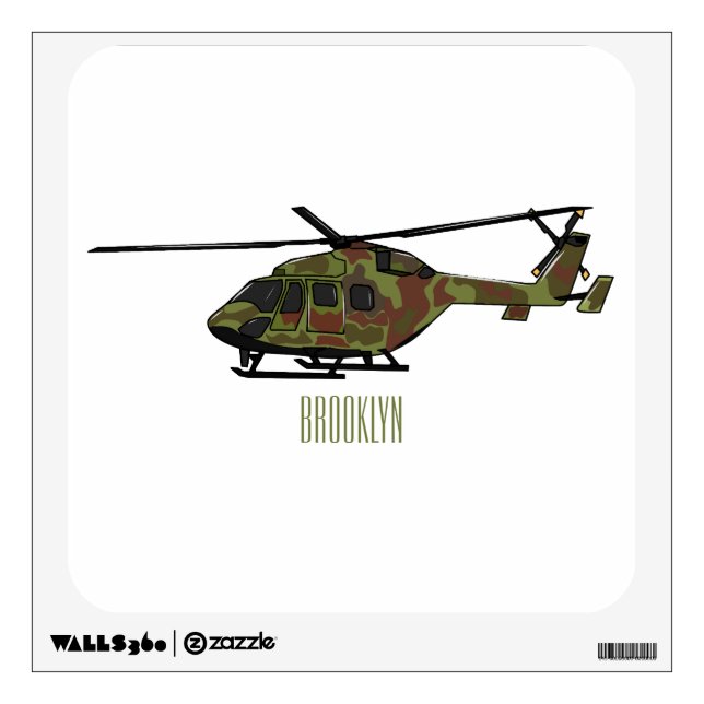 Army helicopter cartoon illustration  wall decal (Front)