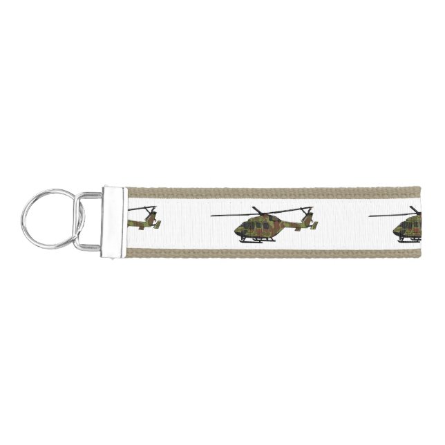 Army helicopter cartoon illustration  wrist keychain (Keys on Left)