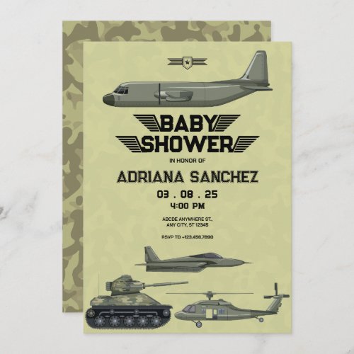Army Hercules jet Baby Shower Invitation