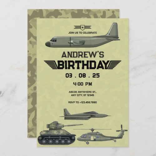 Army Hercules jet birthday Invitation