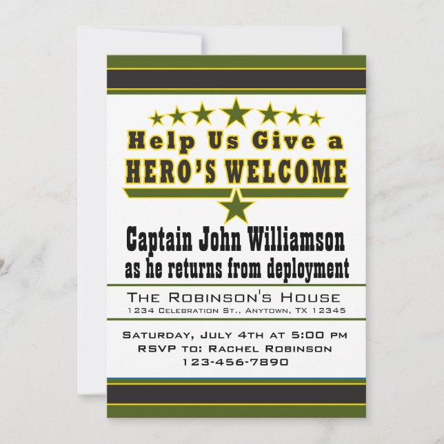 Army Hero's Welcome Home Invitation (Front)