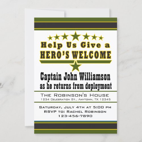 Army Heros Welcome Home Invitation