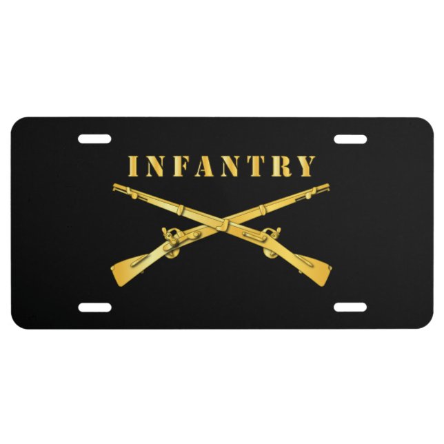 Army - Infantry Br - Crossed Rifles License Plate (Front)