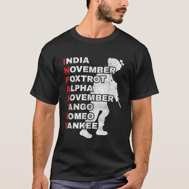 Army Infantry Hoodie Phonetic Alphabet Dad Men T-Shirt (Front)