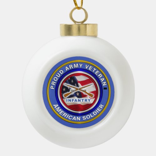 Army Infantry Veteran Christmas Ceramic Ball Christmas Ornament