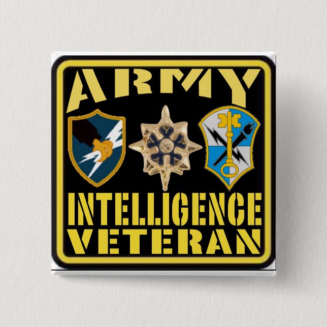 Army Intelligence Veteran Pinback Button (Front)